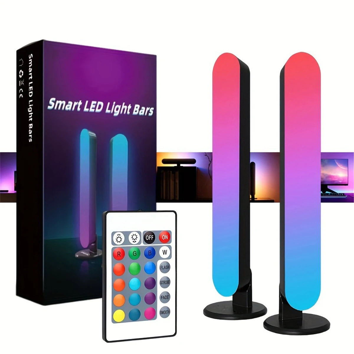 Smart RGB LED Strip Lights with Remote Control – Music Sync Light Bar for Room Atmosphere
