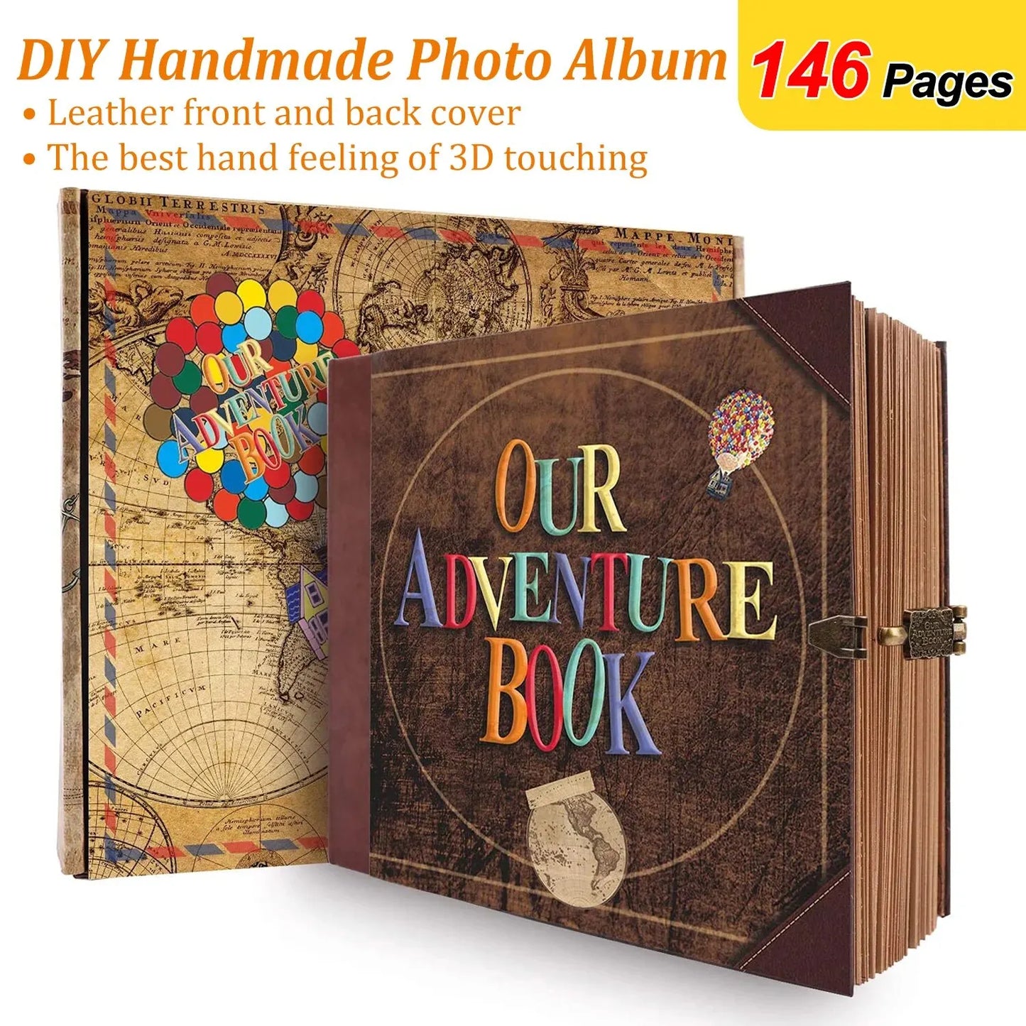 Our Adventure Book – 146-Page Retro Travel Diary & DIY Photo Album Scrapbook