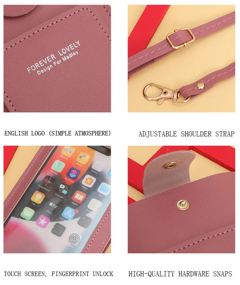 Women’s Touch Screen Crossbody Purse – Soft PU Leather Shoulder Bag with Wallet Function