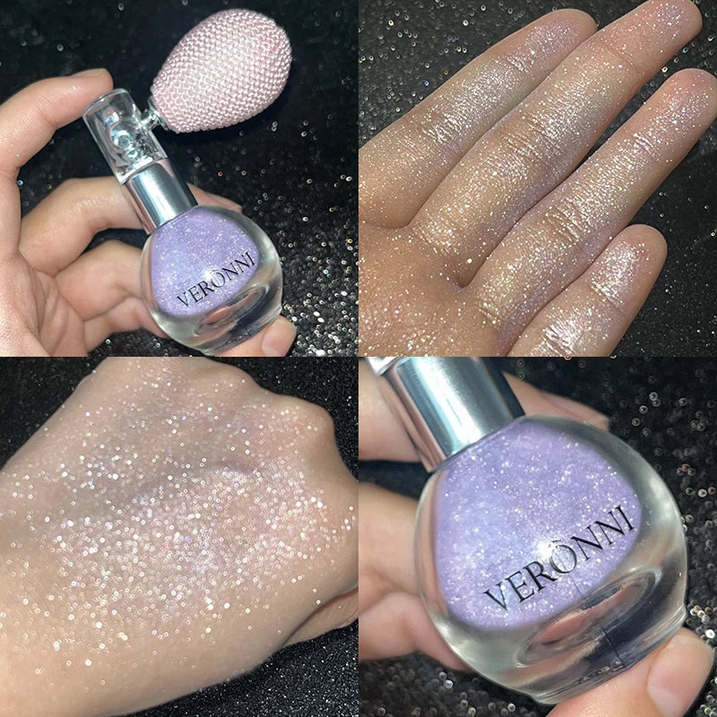 6-Color Diamond Highlighter Powder Spray – Waterproof Glitter Body & Face Bronzer (63.6g)