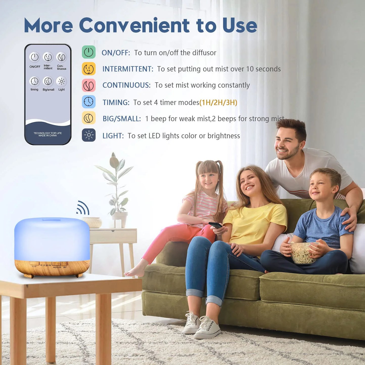 500ml Aromatherapy Oil Diffuser with 6-Bottle Essential Oil Set – Relaxing LED Aroma Humidifier