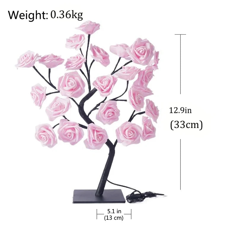 24-LED Rose Tree Table Lamp – Fairy Flower Night Light