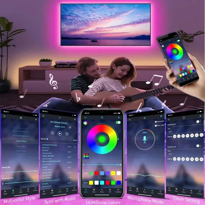 USB 5V RGB LED Strip Lights – TV Backlight with App Control