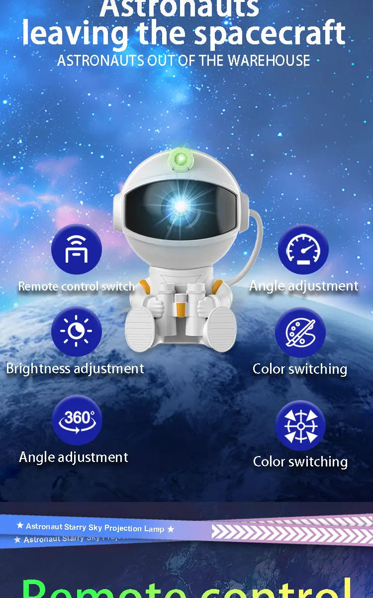 Astronaut Galaxy Projector – Starry Nebula Night Light