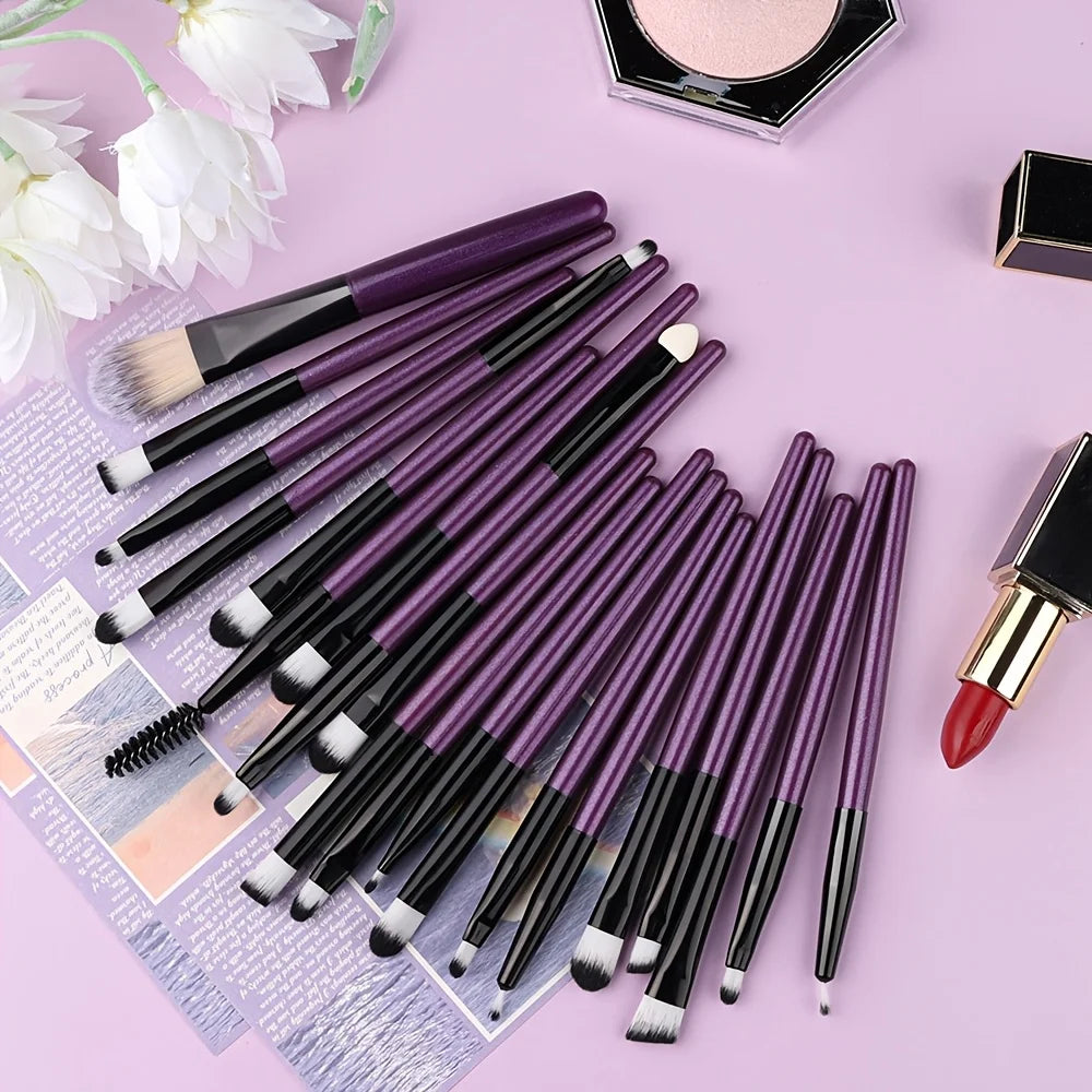 8/20-Piece Eye Makeup Brush Set – With Optional Sponges & Puffs