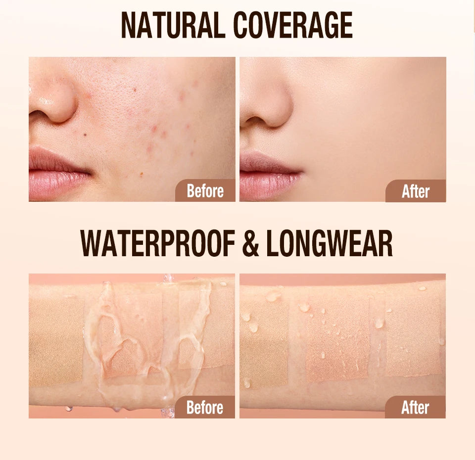O.TWO.O Liquid Foundation Cream – High Coverage, SPF30 & Waterproof Base (30ml)