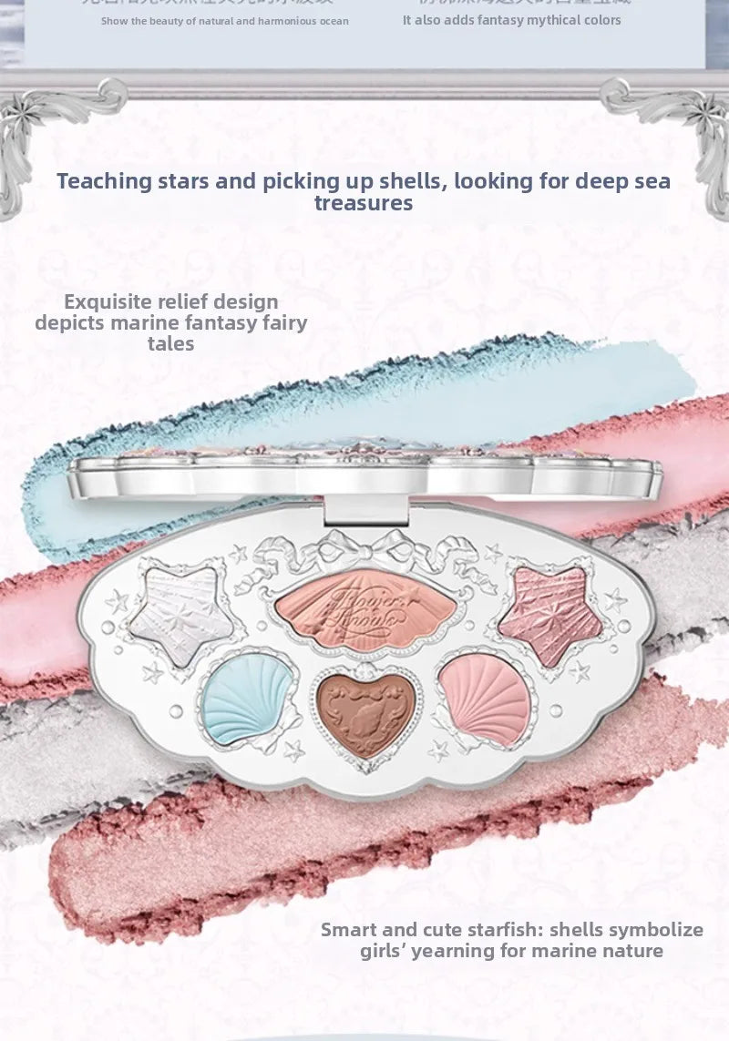 Shell Pearl 6-Color Eyeshadow Palette – Matte, Shimmer & Metallic Glow