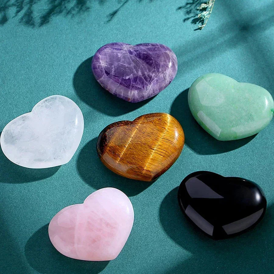 Heart-Shaped Natural Crystal Stones – Amethyst, Agate & Mineral Healing Specimens (10/20/30PCS, 20mm)
