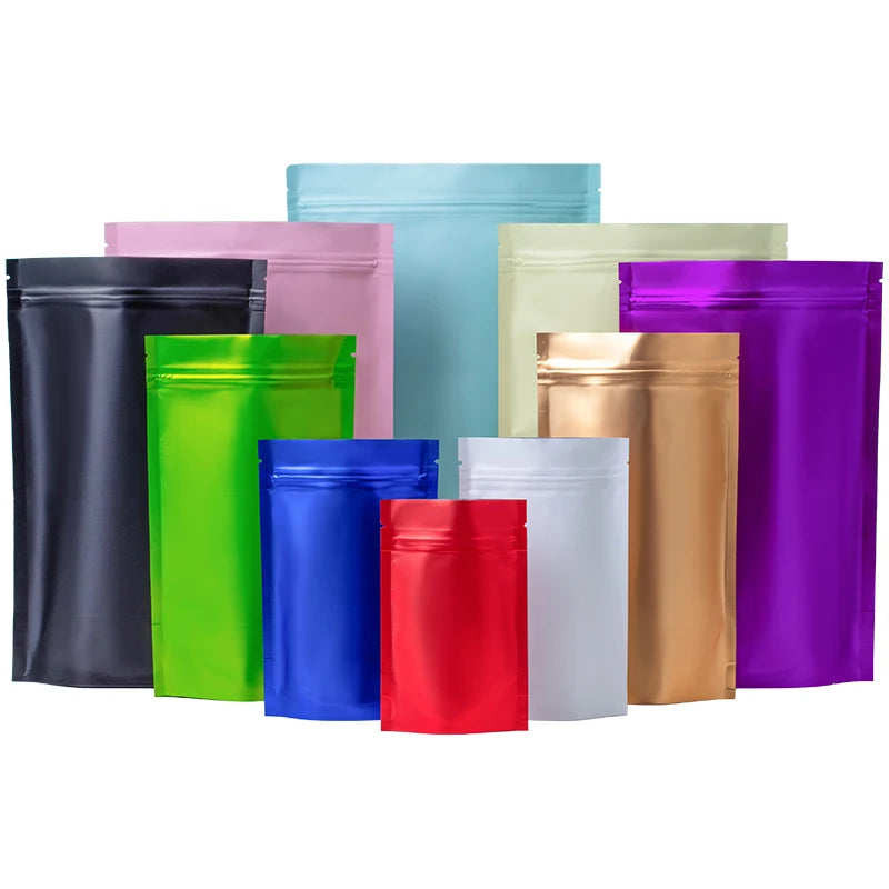 50pcs Custom Printed Resealable Mylar Bags – Stand Up Ziplock Pouches