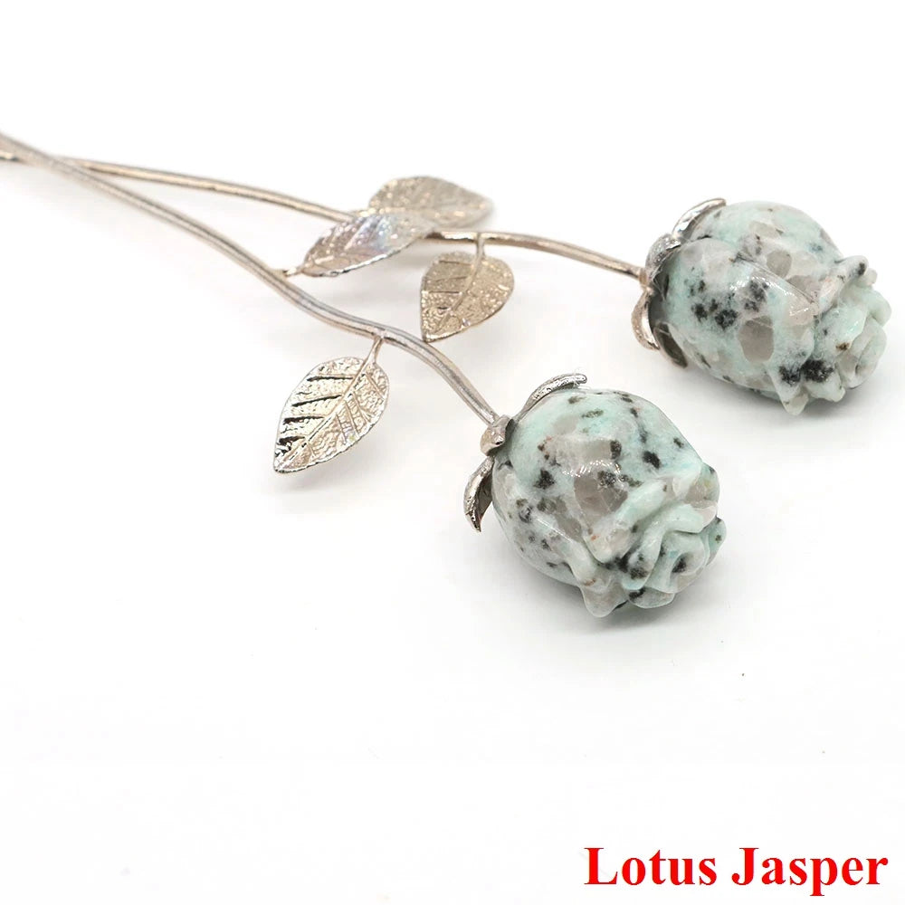 Crystal Carved Rose Flower – Natural Gemstone Decoration & Healing Gift