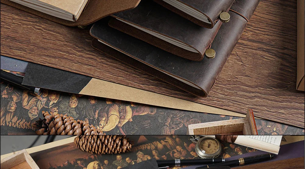 Genuine Leather Refillable Travel Journal – Handmade Retro Diary & Sketchbook