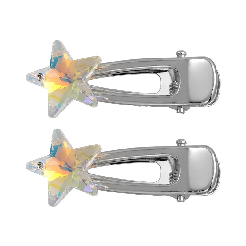 2Pcs Butterfly & Star Rhinestone Hair Clip Set – Sweet Sparkle for Any Style