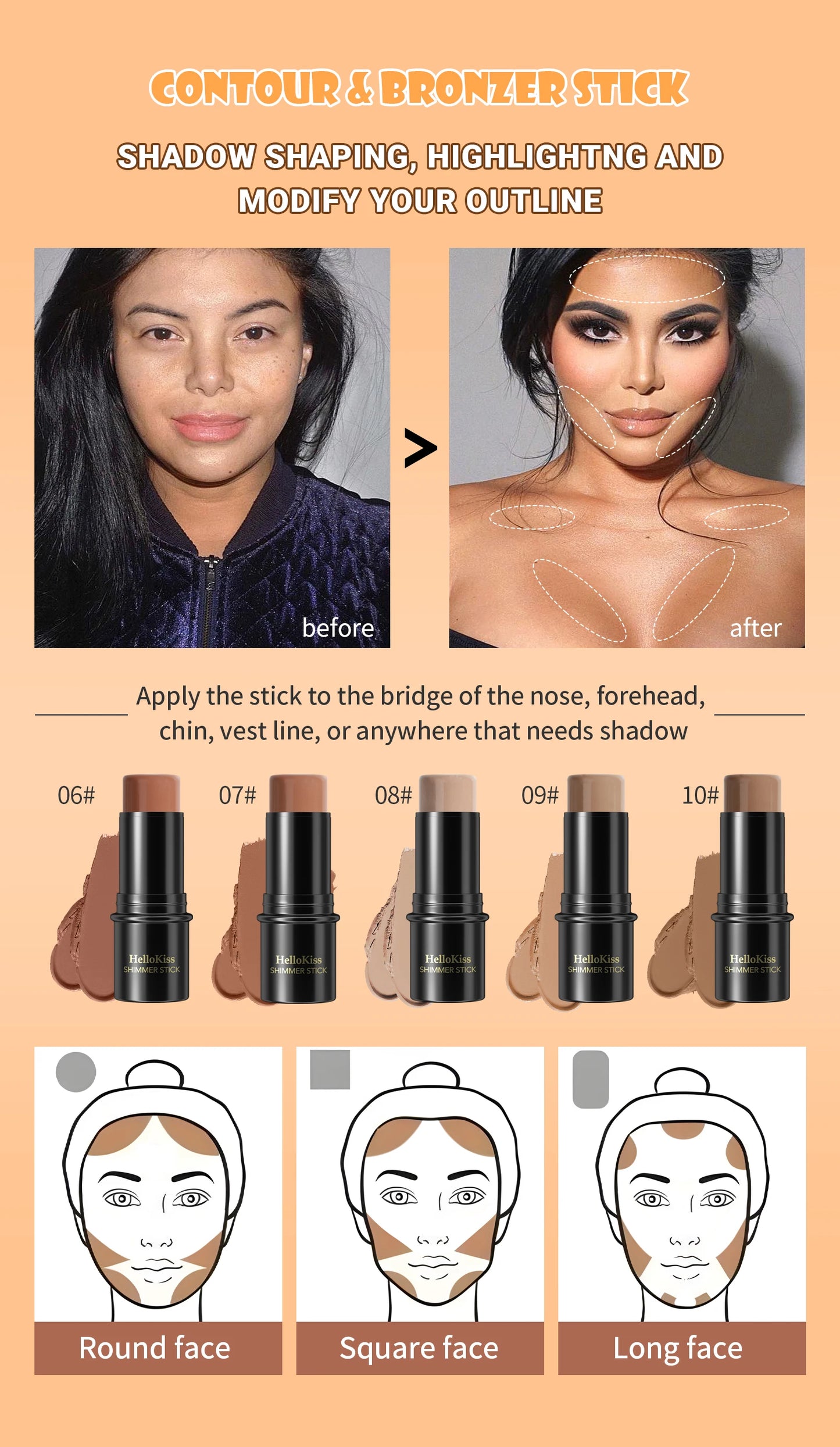 Hello Kiss Face Bronzer & Contour Stick