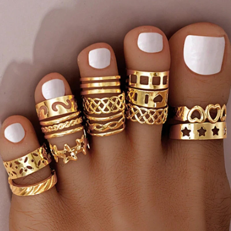 13pcs Adjustable Toe Ring Set – Minimalist Summer Beach Jewelry