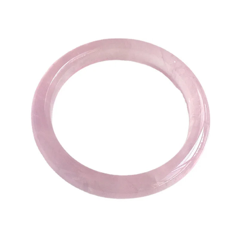 Natural Pink Rose Quartz Crystal Bangle – Elegant Women’s Bracelet (55–61mm)