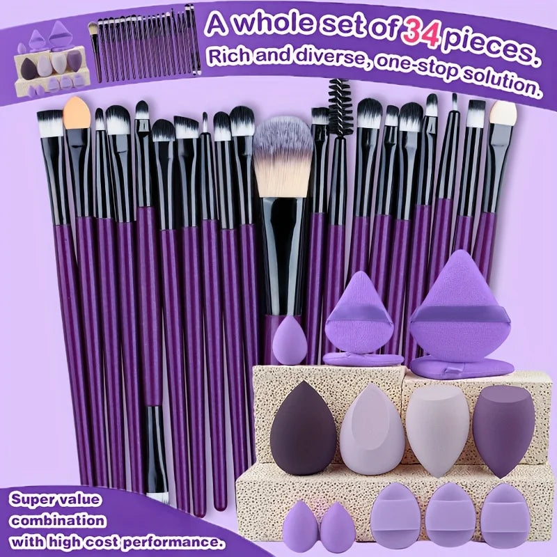 8/20-Piece Eye Makeup Brush Set – With Optional Sponges & Puffs