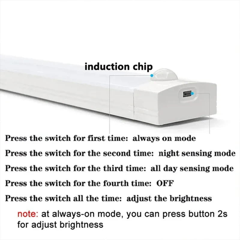 PIR Motion Sensor LED Under Cabinet Lamp – Rechargeable & Dimmable