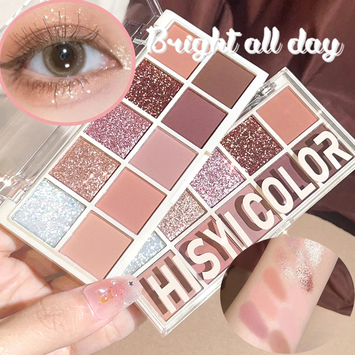 10-Color Matte & Glitter Eyeshadow Palette – Everyday Glam Meets All-Day Wear