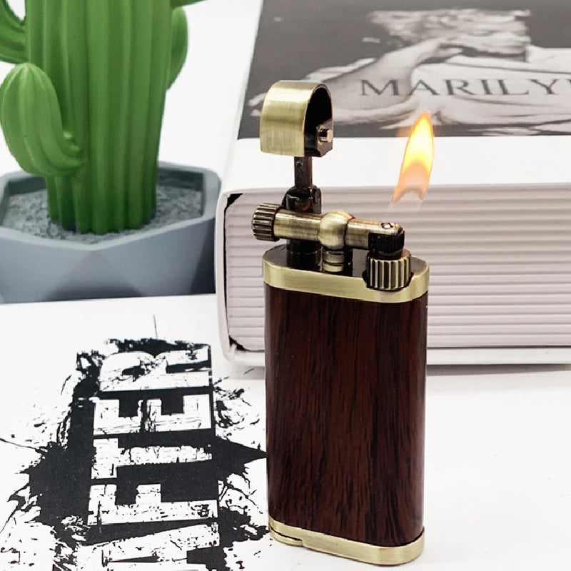 Vintage Oblique Fire Pipe Lighter – Metal Reusable