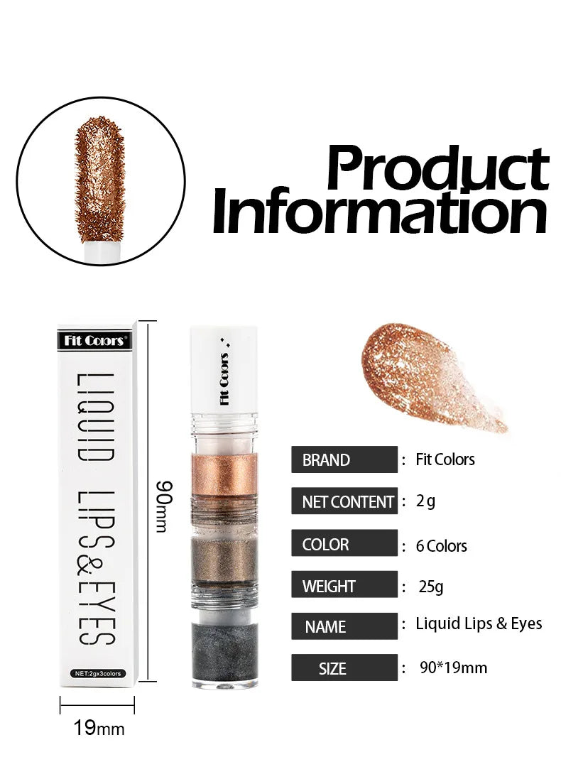 Fit Colors 3-Section Liquid Shimmer Eyeshadow Set – Pearl, Diamond & Drama