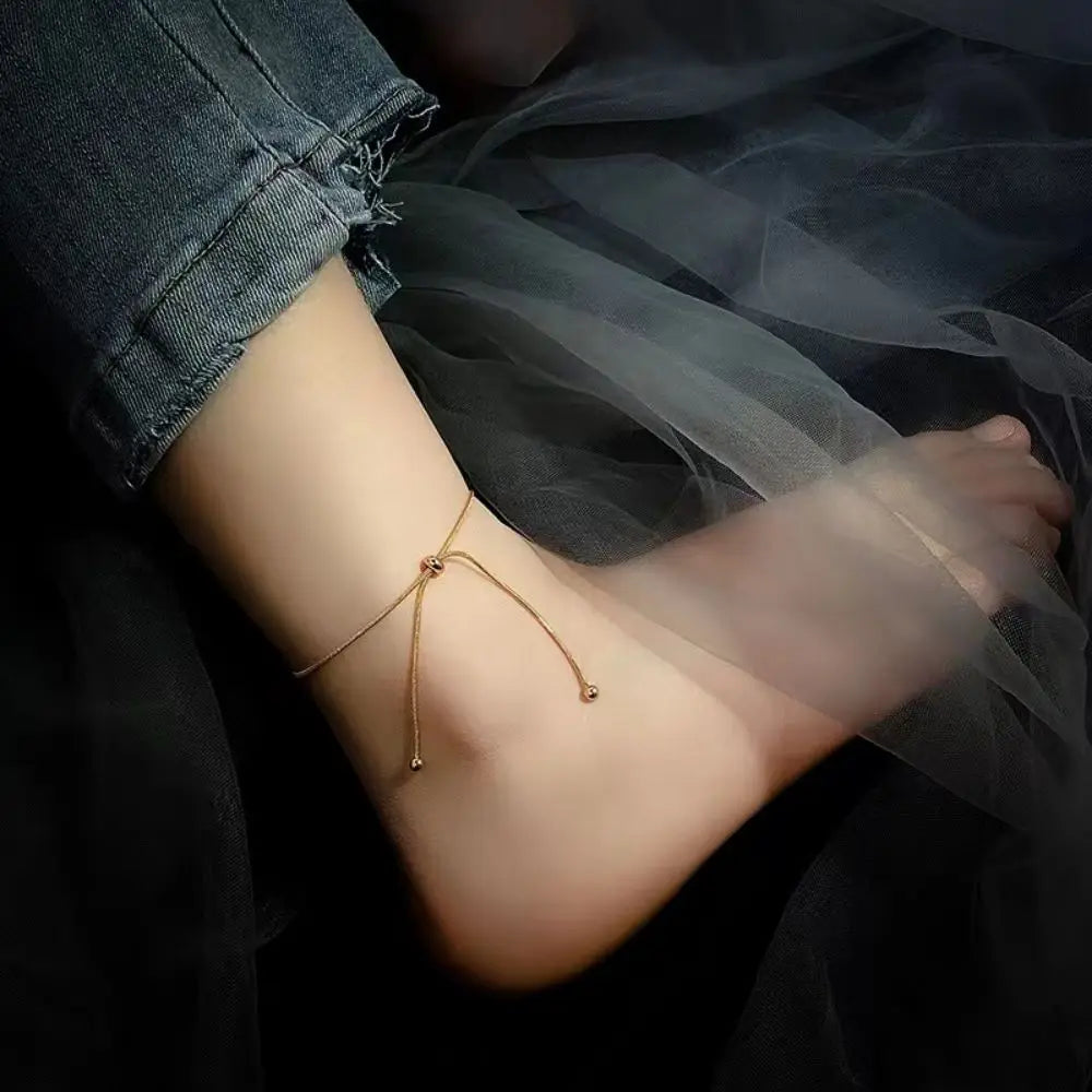 Adjustable Stainless Steel Anklet – Women’s Round Snake Chain Bracelet (30cm)