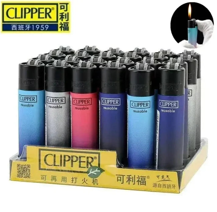 Metal Clipper-Style Butane Lighter – Sand Wheel Igniter (12-Pack)