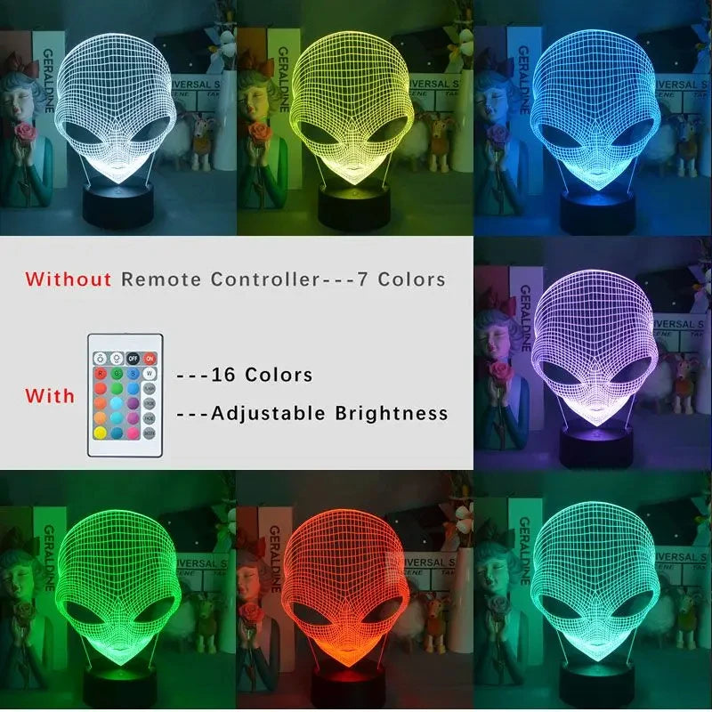 3D Illusion Alien Lamp – Color Changing Night Light