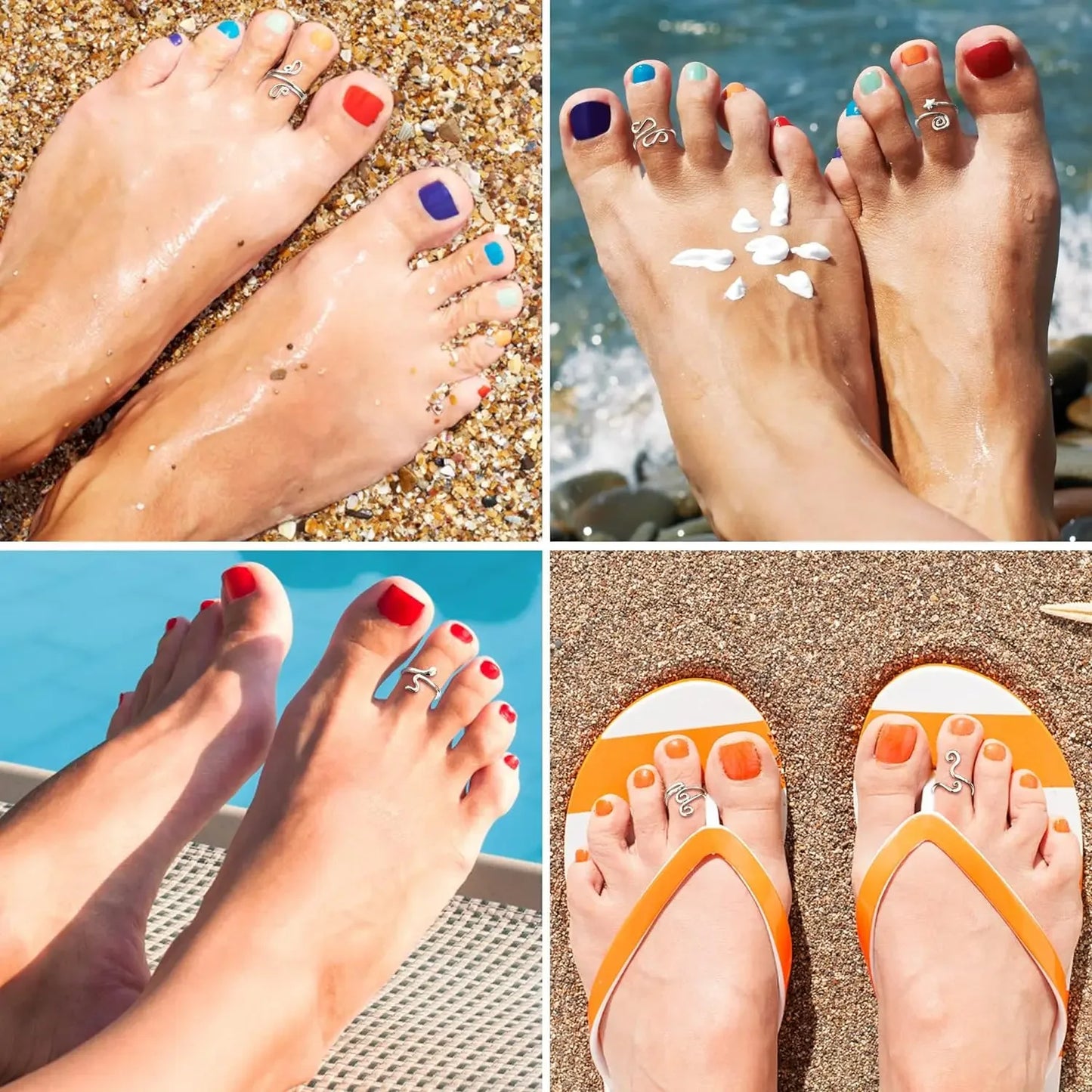 3pcs Adjustable Toe Rings – Summer Beach Foot Jewelry