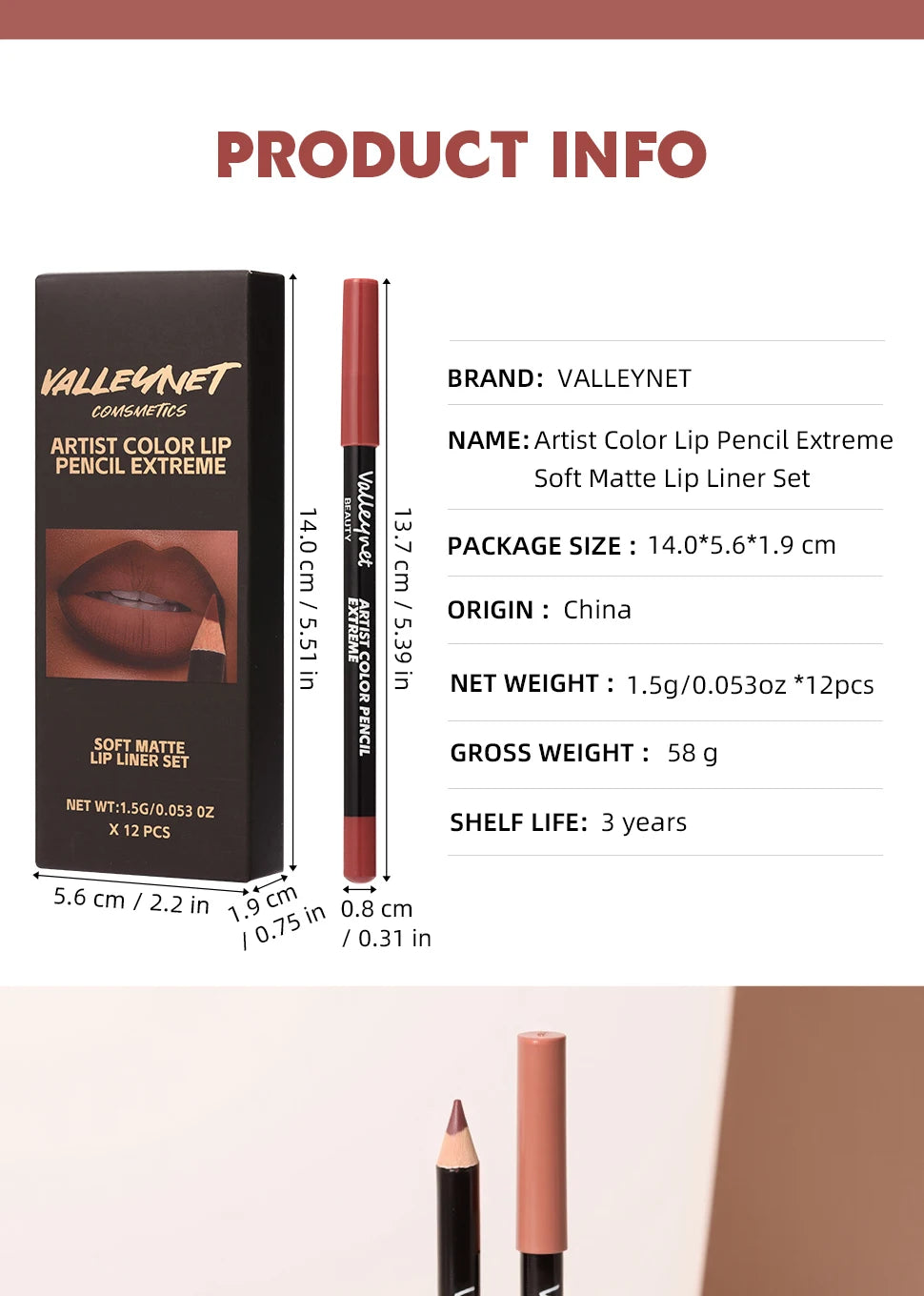 12pcs Matte Silky Lip Liner Set ✨