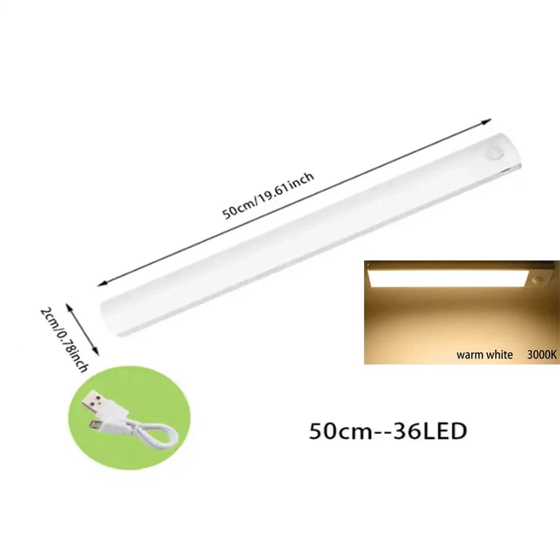 PIR Motion Sensor LED Under Cabinet Lamp – Rechargeable & Dimmable