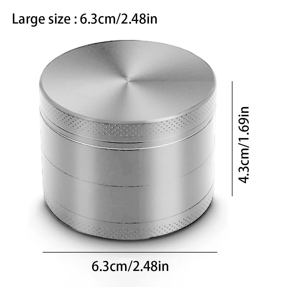 63mm Premium Zinc Alloy Grinder – 4-Layer Multifunctional Herb & Spice Crusher