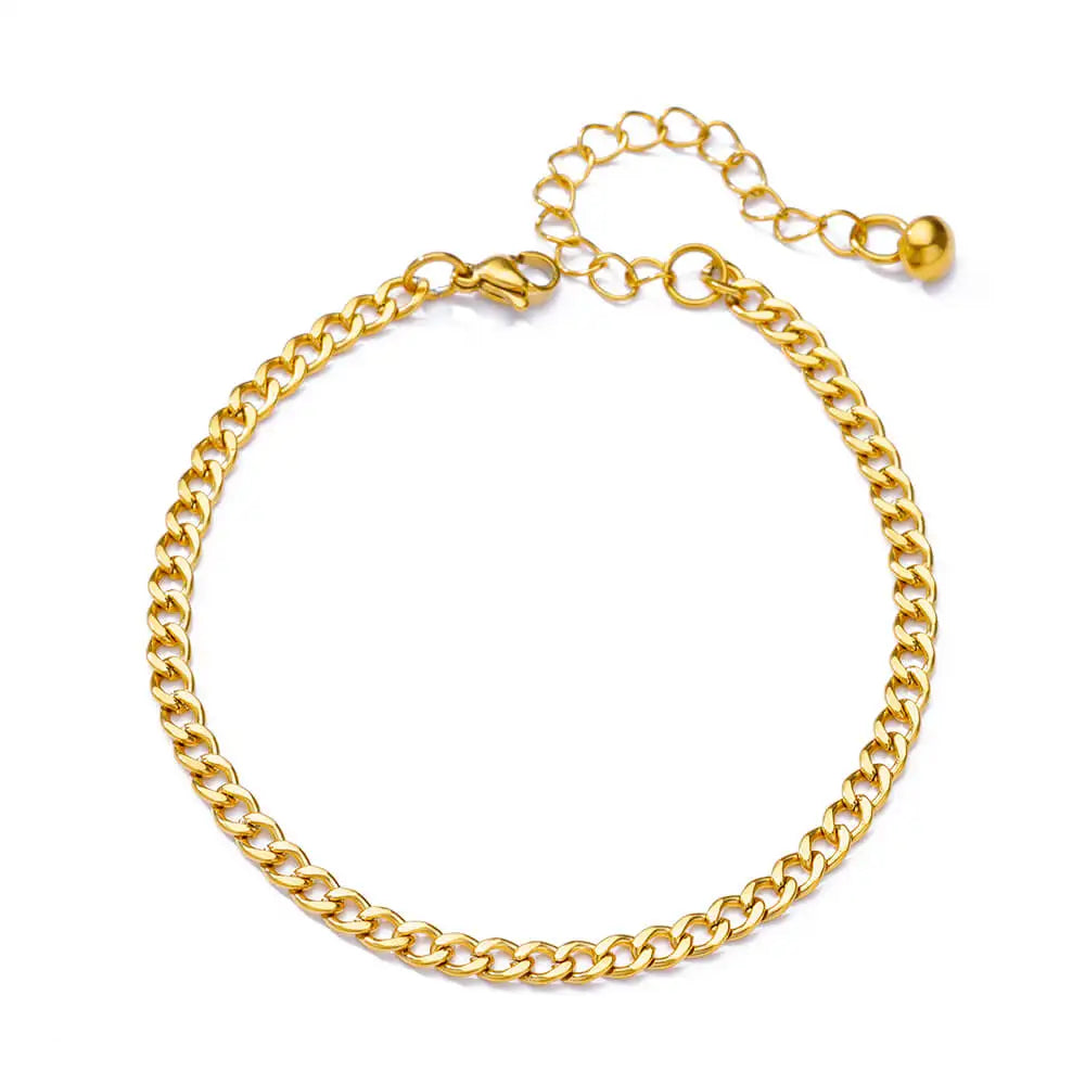 Chunky Figaro Chain Anklet – Unisex Stainless Steel Gold Anklet Jewelry (21+10cm)