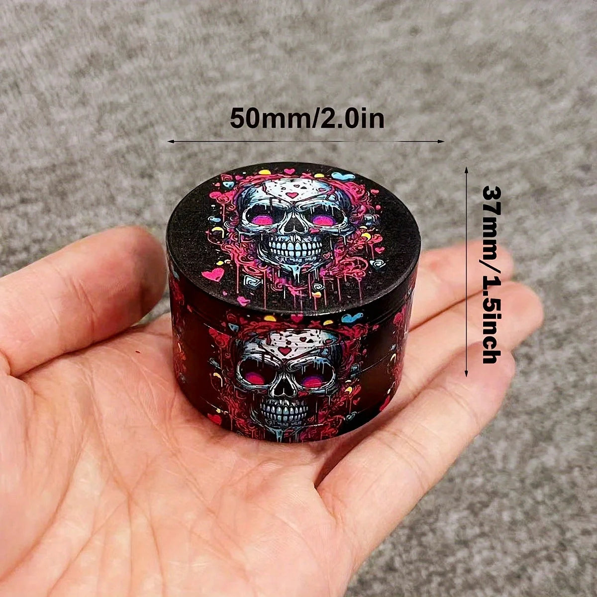 2-Inch Skull Design Metal Grinder – 4-Layer Manual Spice & Herb Mill Crusher