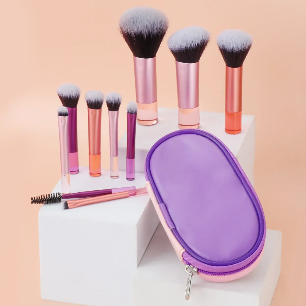 10-Piece Mini Makeup Brush Set – Portable Beauty Tools