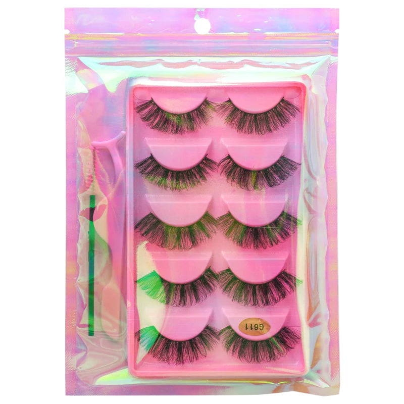 False Eyelash Kit – 3/5 Pairs Fluffy Mink Lashes with Tweezer & Brush