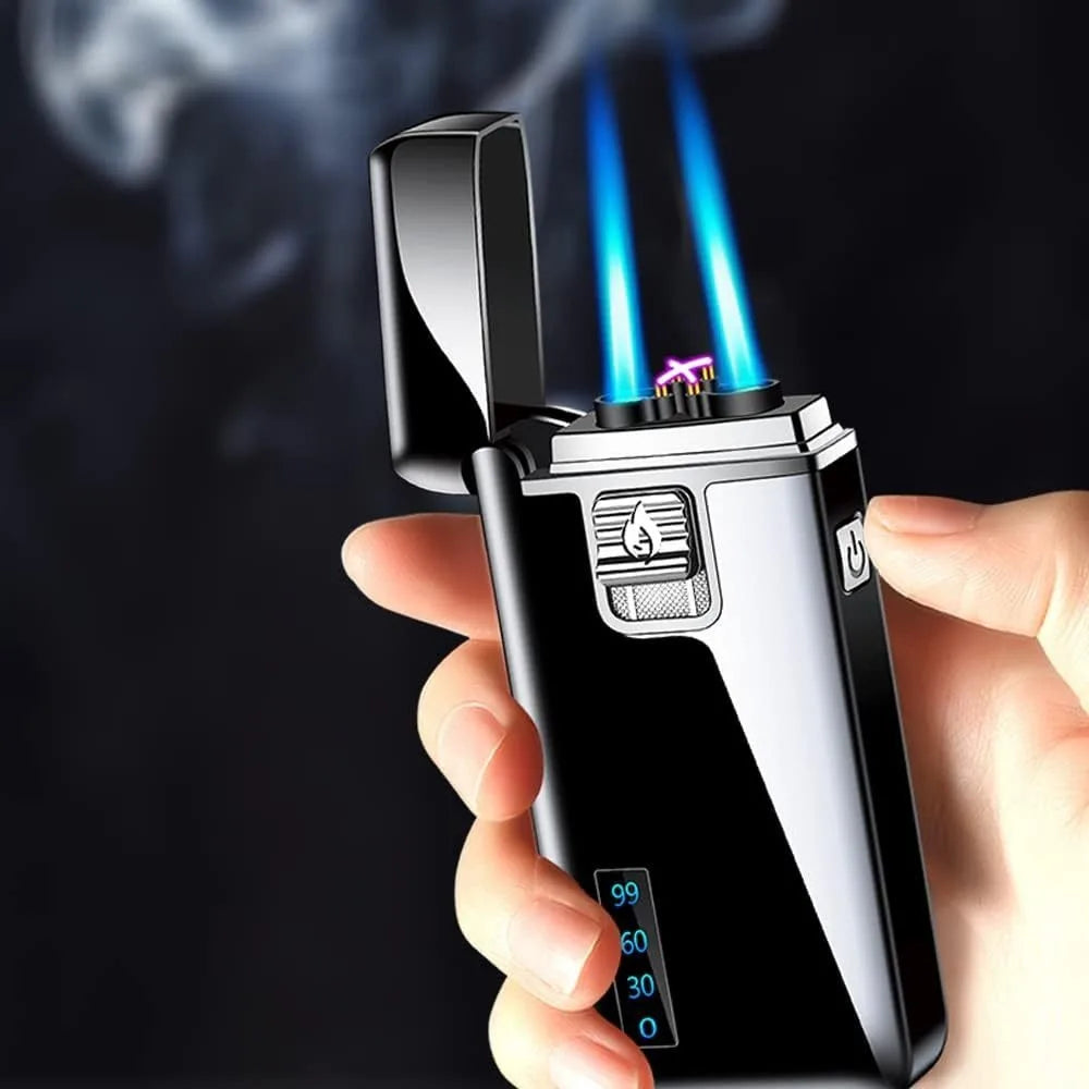 Double Jet Flame & Dual Arc Electronic Lighter – 2-in-1 Rechargeable