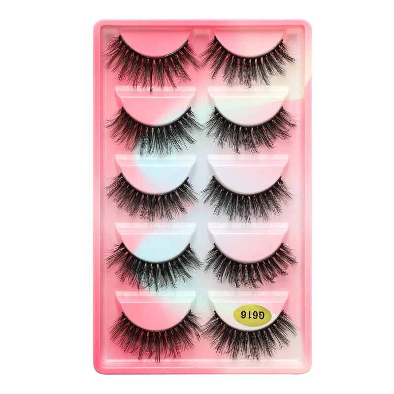 False Eyelash Kit – 3/5 Pairs Fluffy Mink Lashes with Tweezer & Brush