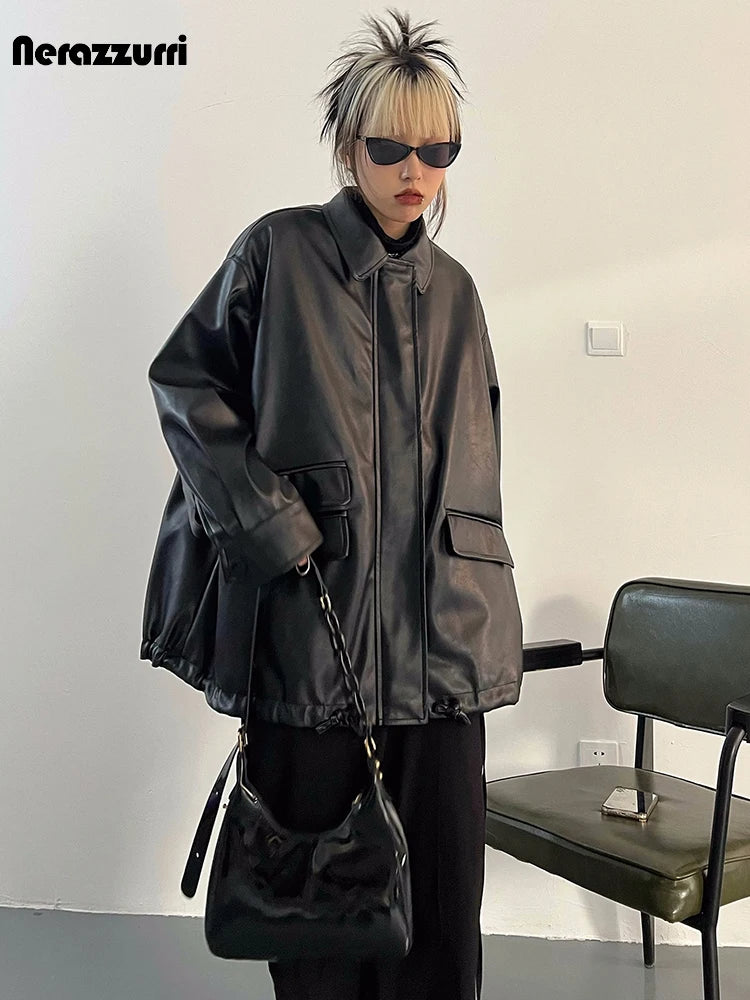 Oversized Faux Leather Jacket – Casual Cool Street Style