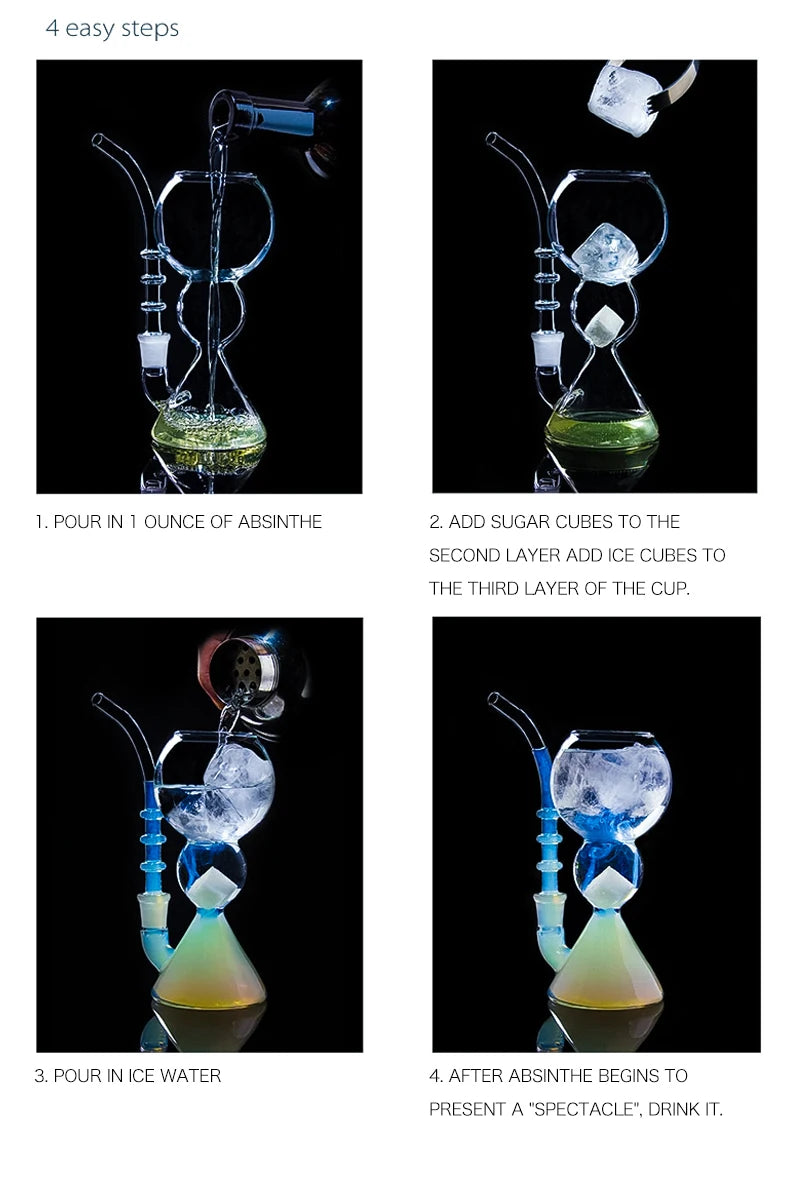 Inmeet Absinthe Glass – Heat-Resistant Borosilicate Cocktail Cup with Straw