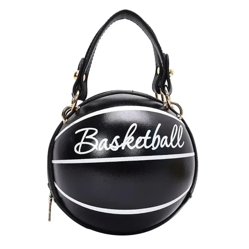 PU Basketball Women’s Shoulder Bag – Fun Pink Sports-Inspired Chain Messenger Bag