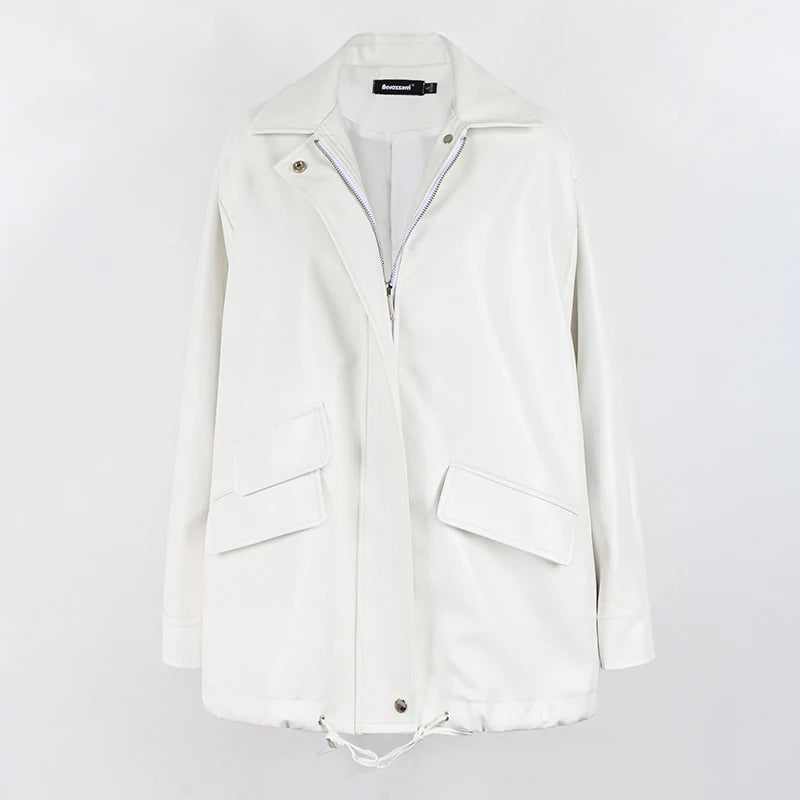 Oversized Faux Leather Jacket – Casual Cool Street Style