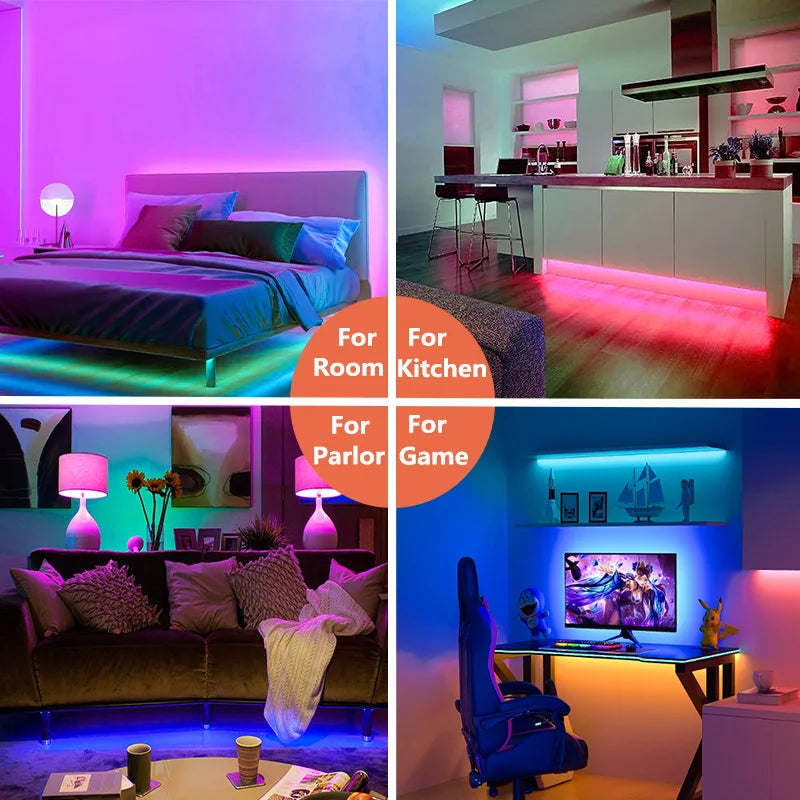 RGB LED Strip Lights – Music Sync Rope Lights with Remote & App Control (16ft–196ft)
