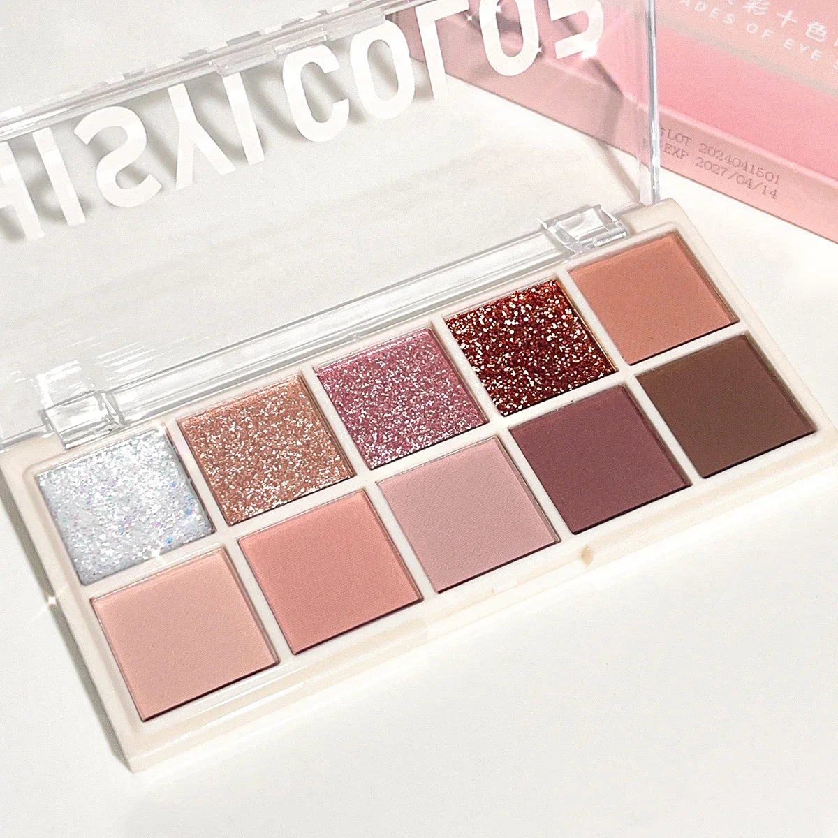 10-Color Matte & Glitter Eyeshadow Palette – Everyday Glam Meets All-Day Wear