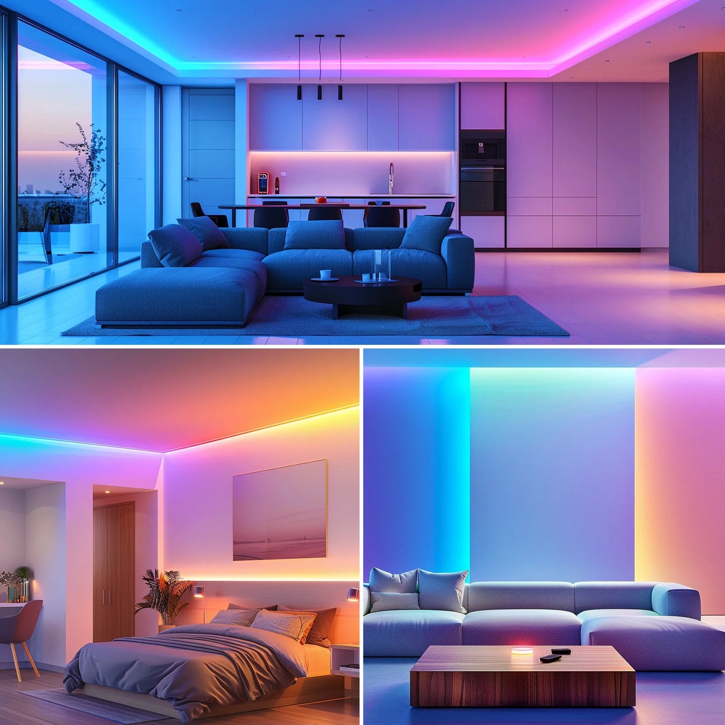 Smart LED Light Strip – 25/50/100/130ft RGB Color-Changing Lights with Music Sync