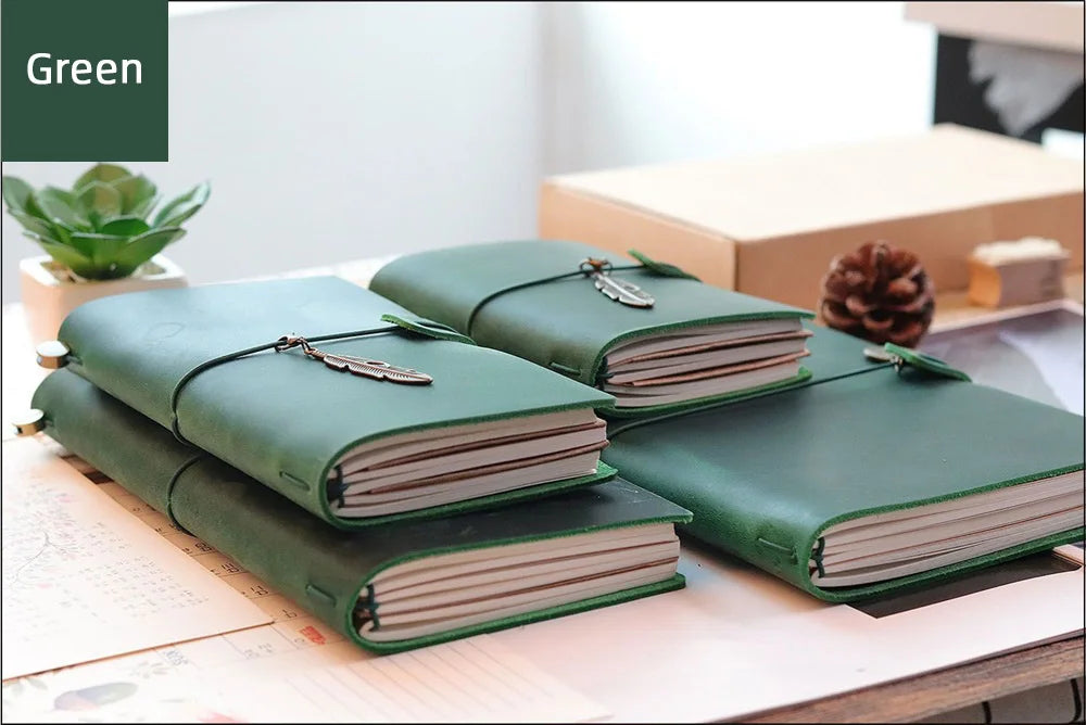 Genuine Leather Refillable Travel Journal – Handmade Retro Diary & Sketchbook