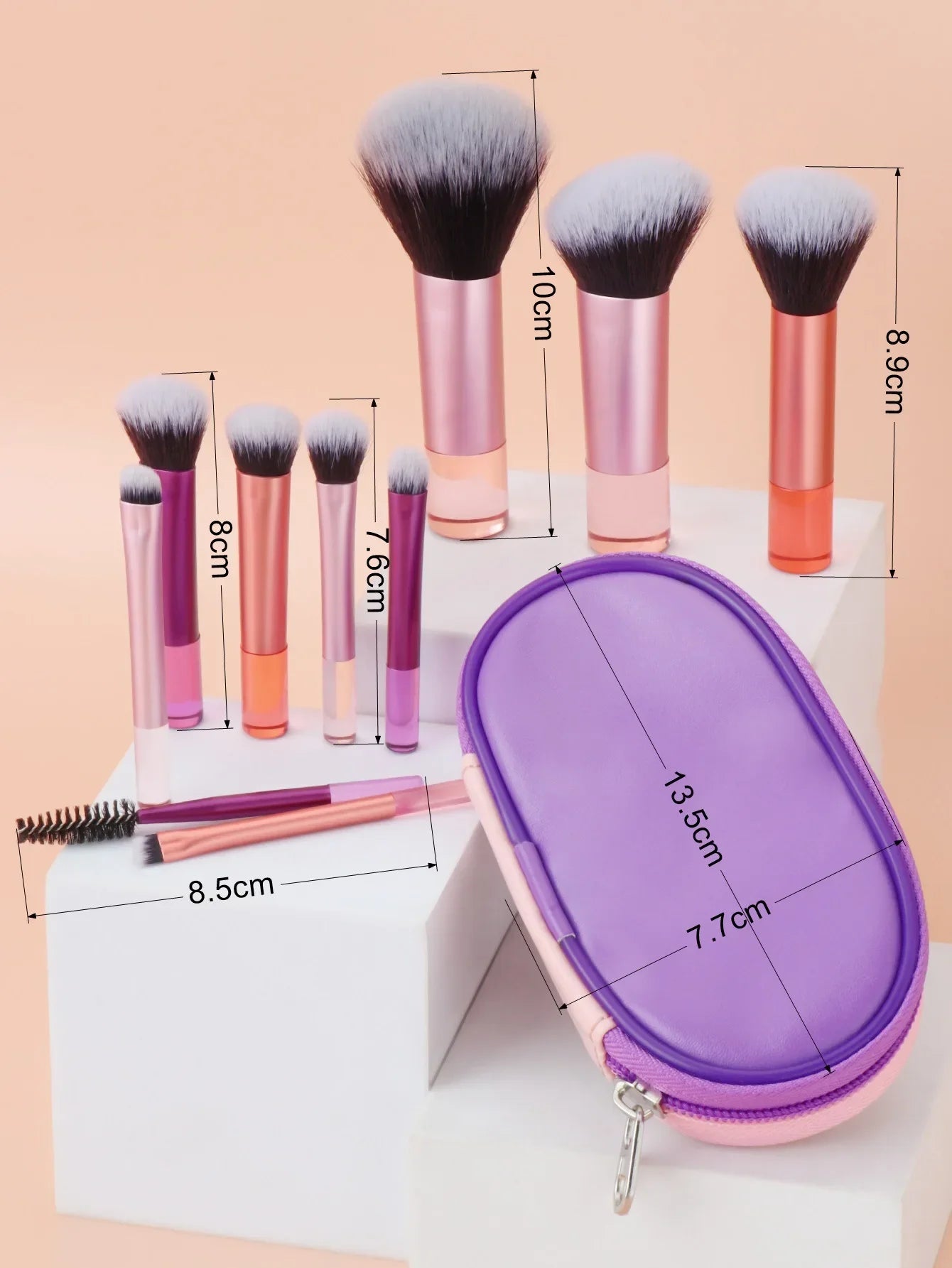 10-Piece Mini Makeup Brush Set – Portable Beauty Tools