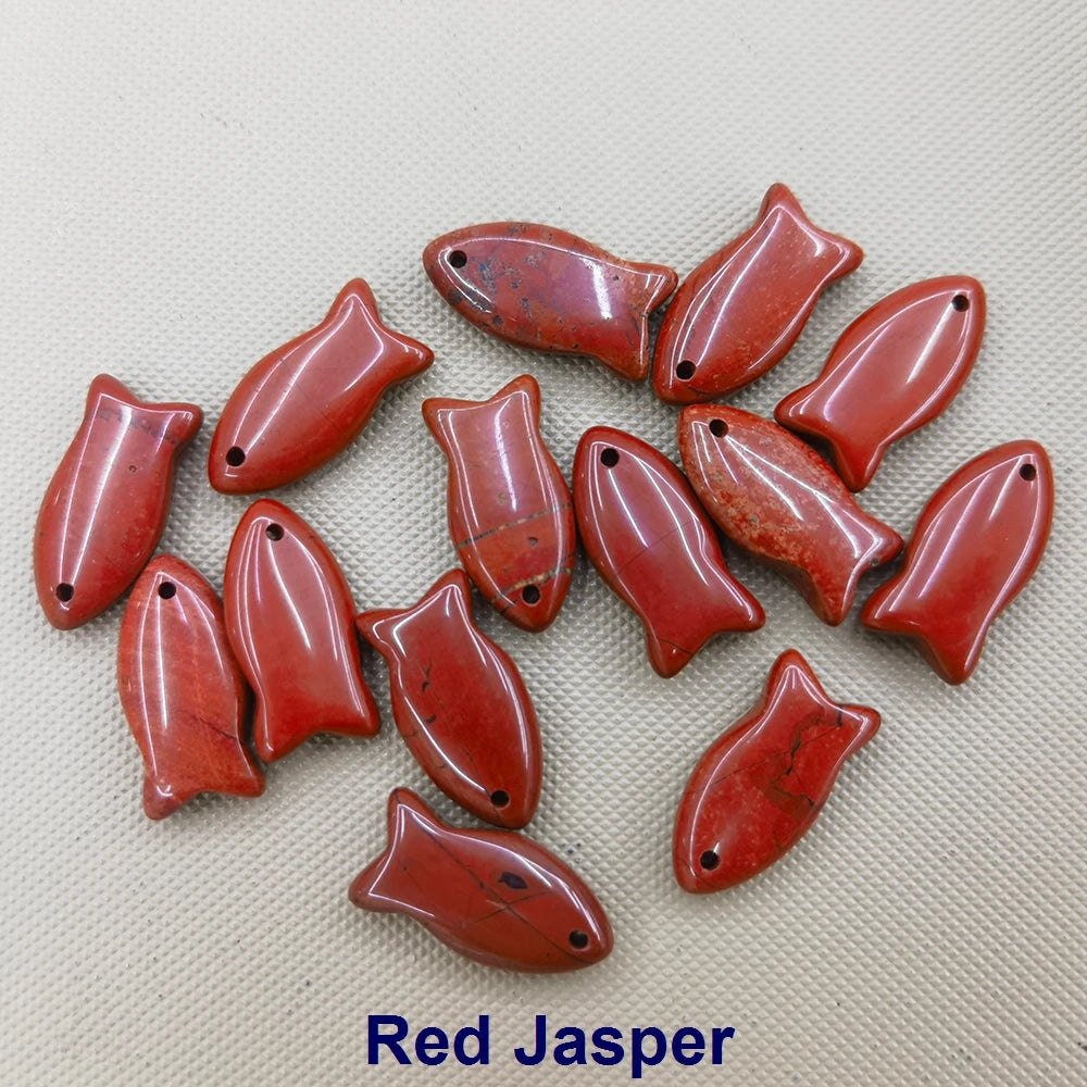 Small Fish Figurine Stone Pendant – Natural Crystal Gemstone for Jewelry & DIY Accessories