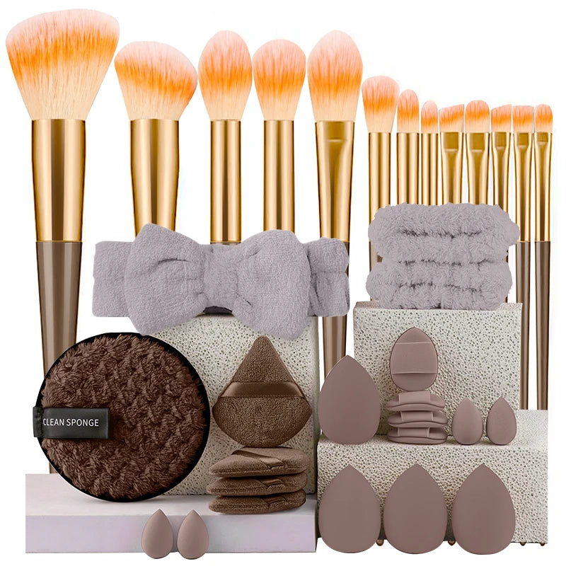 Professional Makeup Brush Set – 13pcs / 33pcs with Sponges & Tools