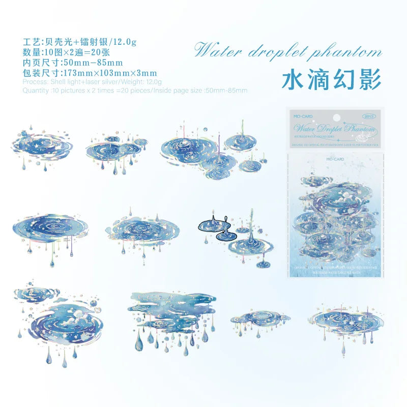 20pcs Kawaii “Boundless Waterspeak” Stickers – Dreamy Decor for Your Journal