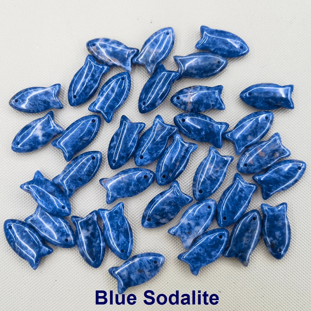 Small Fish Figurine Stone Pendant – Natural Crystal Gemstone for Jewelry & DIY Accessories